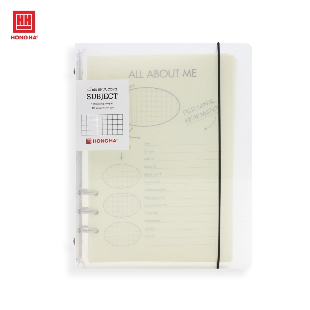 Sổ Caro luyện viết chữ HỒNG HÀ Subject dạng bìa Còng mỏng 100gsm