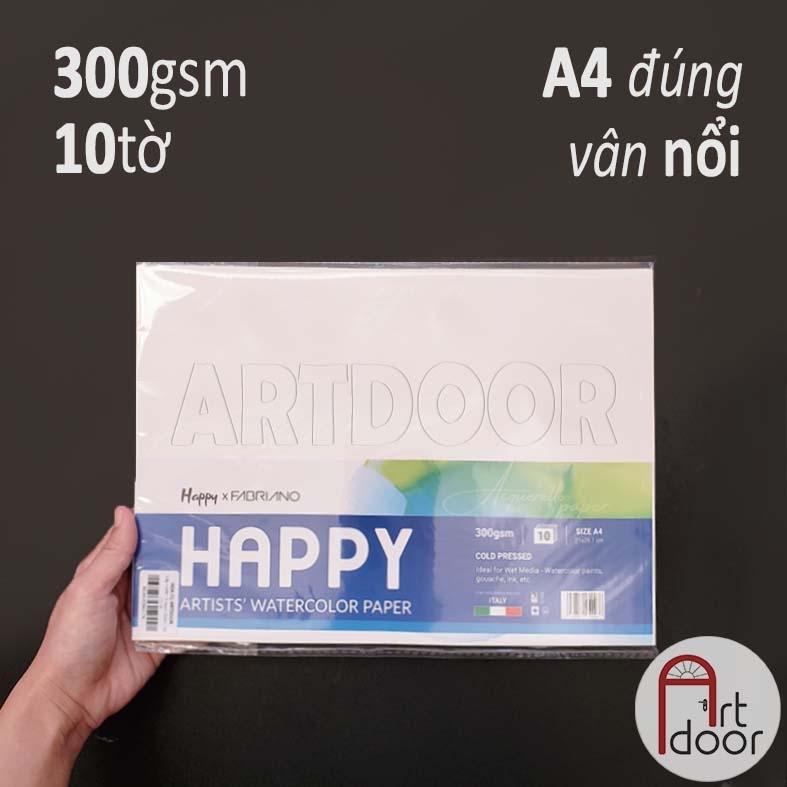 Giấy vẽ màu nước HAPPY dày 300gsm (vân nổi Cold)