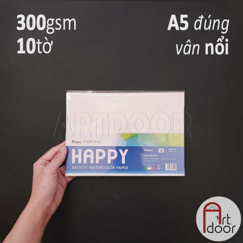 Giấy vẽ màu nước HAPPY dày 300gsm (vân nổi Cold)