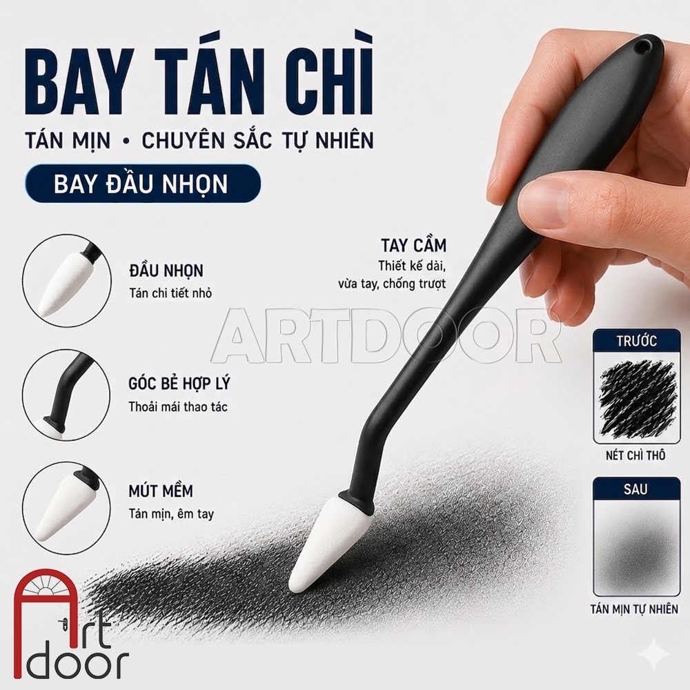 Bay tán chì (mút mịn) tạo khối, vẽ chân dung, đầu tượng, luyện thi hình họa chì