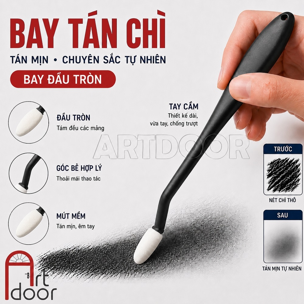 Bay tán chì (mút mịn) tạo khối, vẽ chân dung, đầu tượng, luyện thi hình họa chì