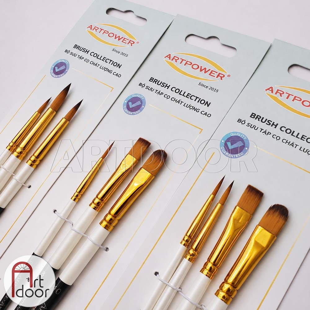 Bộ cọ ARTPOWER (đủ dáng) tập vẽ màu Nước, Acrylic, Gouache tô tượng, đất sét, số hóa