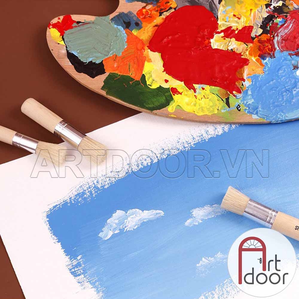 Bộ cọ vẽ đầu Dậm ART SECRET Stencil lông Lợn cứng (5 cây) - [xả kho]