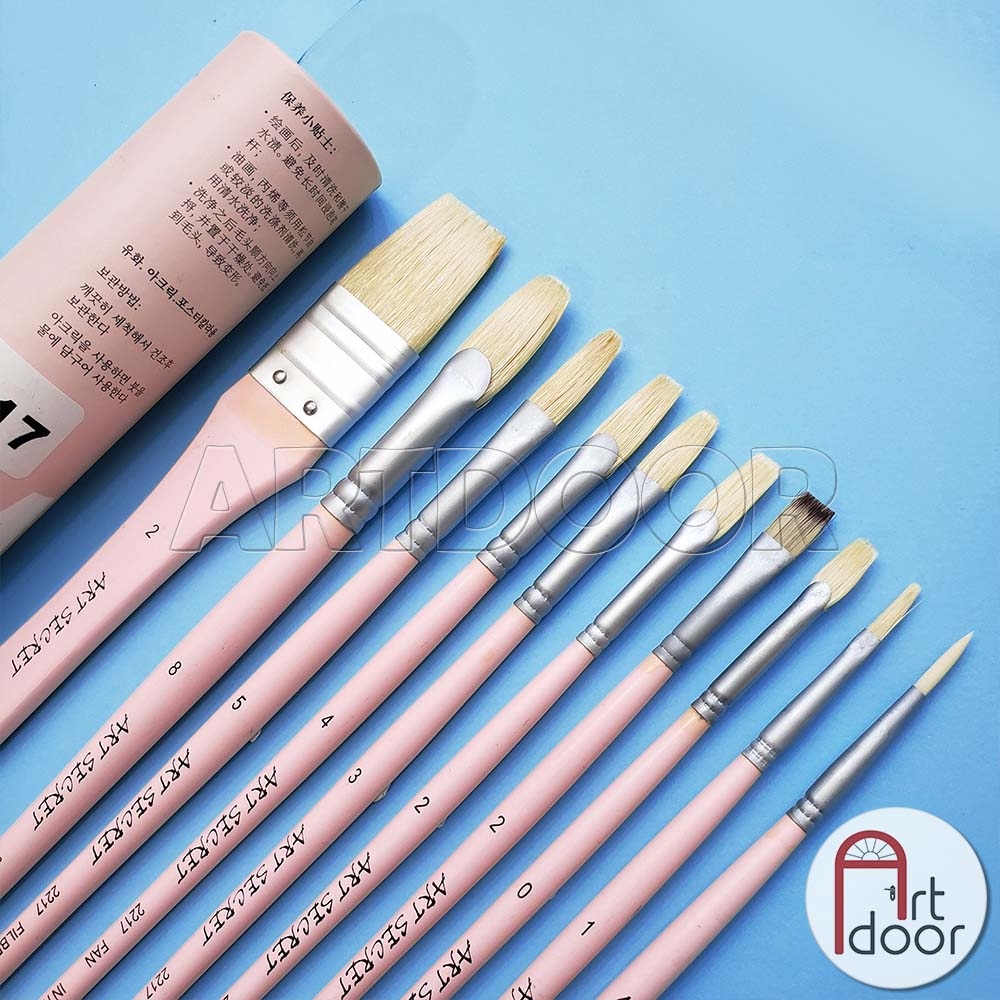 [HÀNG LỖI, THANH LÝ] Bộ cọ vẽ Acrylic ART SECRET kèm ống hồng (10 cây)