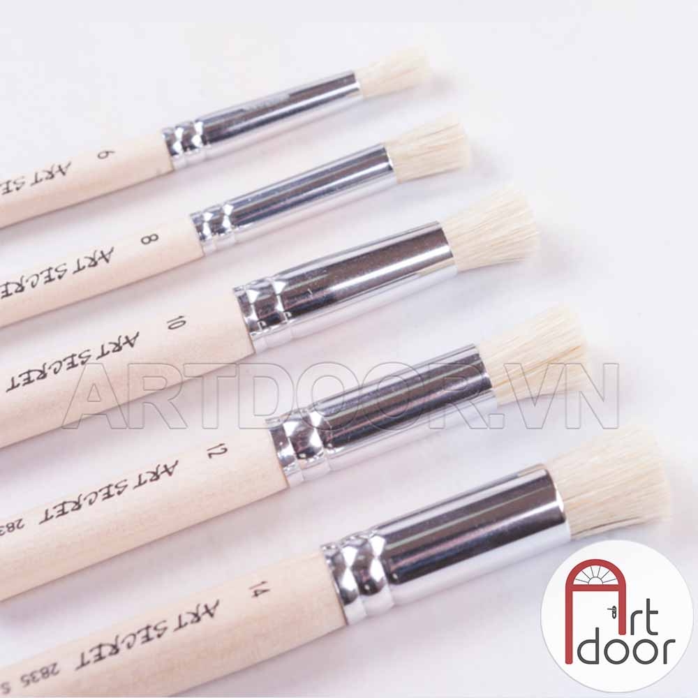 Bộ cọ vẽ đầu Dậm ART SECRET Stencil lông Lợn cứng (5 cây) - [xả kho]