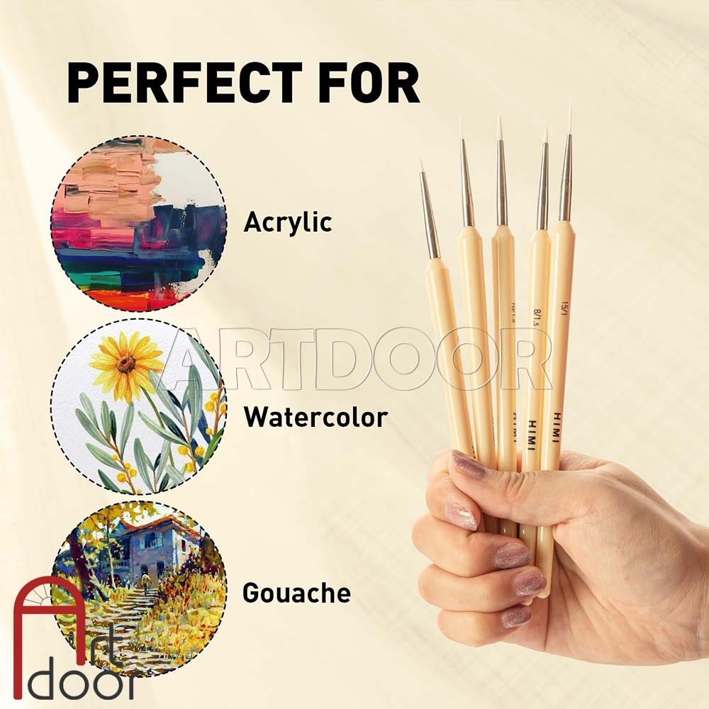 Bộ cọ vẽ đầu tỉa Gouache MIYA HIMI Yellow (5 cây)