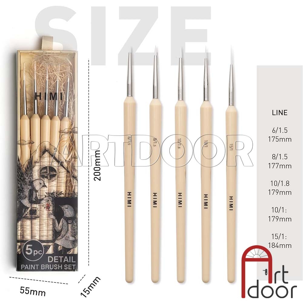 Bộ cọ vẽ đầu tỉa Gouache MIYA HIMI Yellow (5 cây)