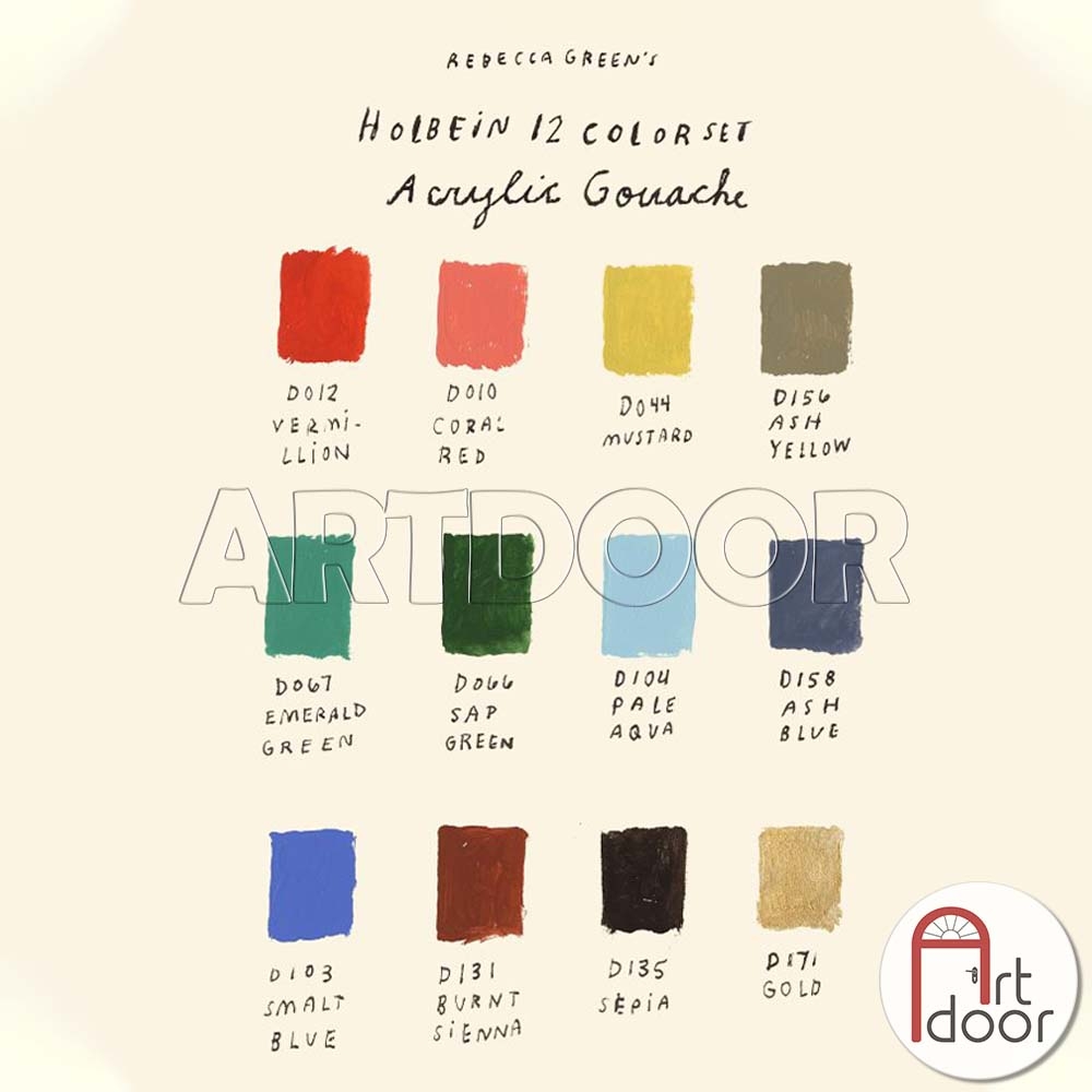 Bộ màu Acrylic Gouache Tuýp HOLBEIN Rebecca Green's Limited 12 màu 20ml (hộp giấy)