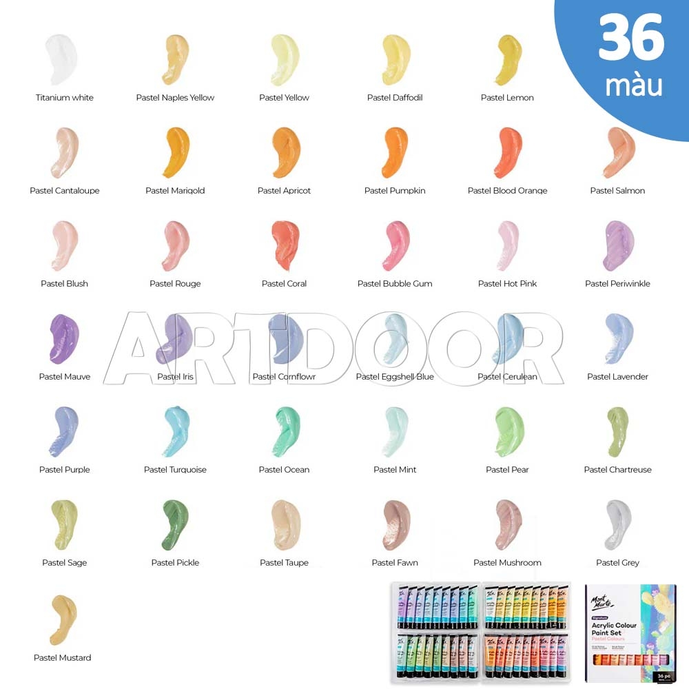 Bộ màu Acrylic MONT MARTE Nhũ/ Pastel/ Basic Tuýp 36ml (hộp giấy)