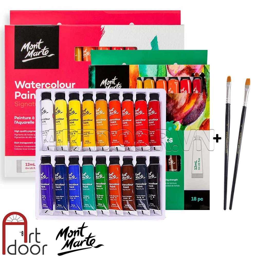 Bộ màu Nước MONT MARTE Signature Tuýp 12ml (tặng kèm cọ) - [xả kho]