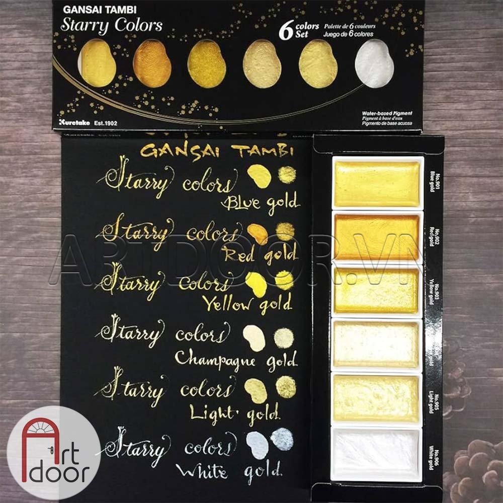 Bộ màu Nước Nén Nhũ GANSAI TAMBI Starry  (hộp giấy) - 6 Màu