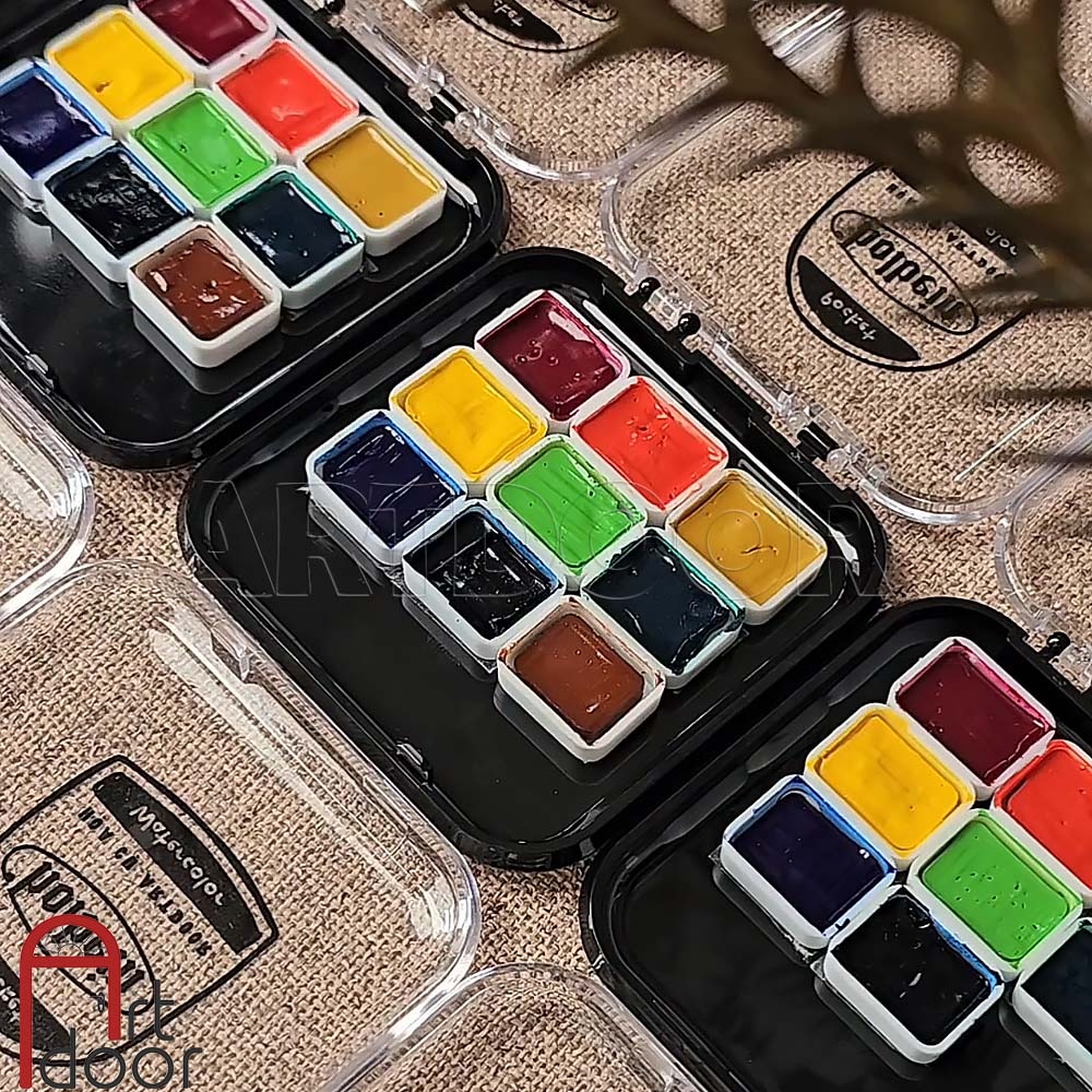 Pocket màu Nước HOLBEIN Artist 12/ 24 màu dạng pan chiết 0.5~1ml (hộp nhựa)