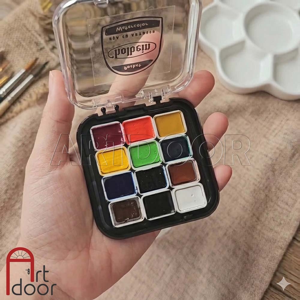 Pocket màu Nước HOLBEIN Artist 8/ 12/ 24 màu dạng pan chiết 0.5~1ml (hộp nhựa)