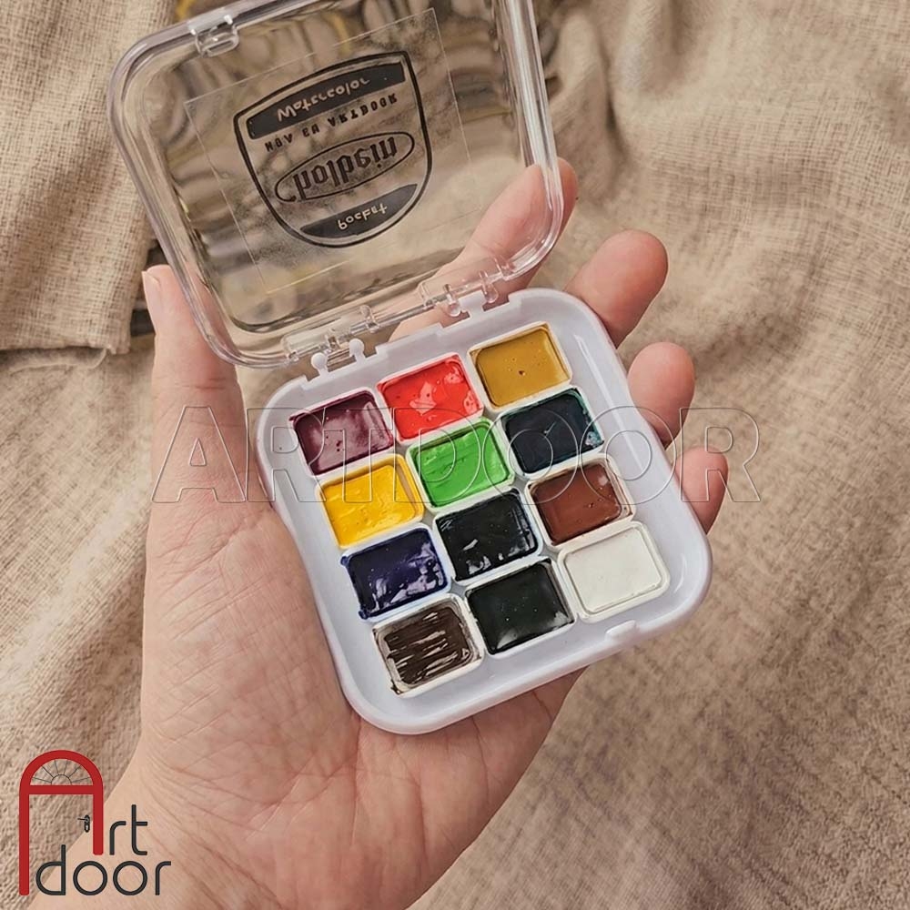 Pocket màu Nước HOLBEIN Artist 8/ 12/ 24 màu dạng pan chiết 0.5~1ml (hộp nhựa)