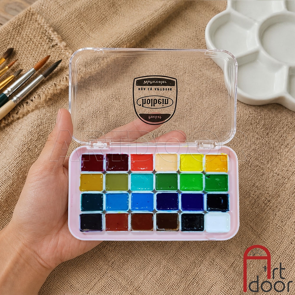 Pocket màu Nước HOLBEIN Artist 12/ 24 màu dạng pan chiết 0.5~1ml (hộp nhựa)