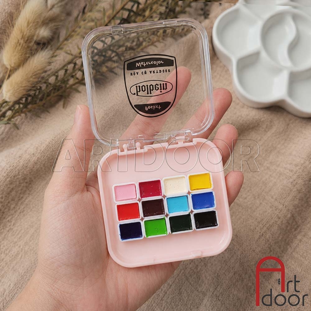 Pocket màu Nước HOLBEIN Artist 12/ 24 màu dạng pan chiết 0.5~1ml (hộp nhựa)