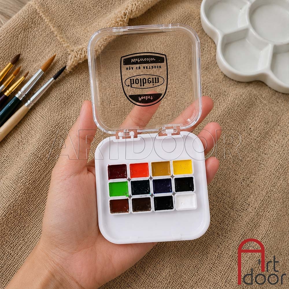 Pocket màu Nước HOLBEIN Artist 12/ 24 màu dạng pan chiết 0.5~1ml (hộp nhựa)