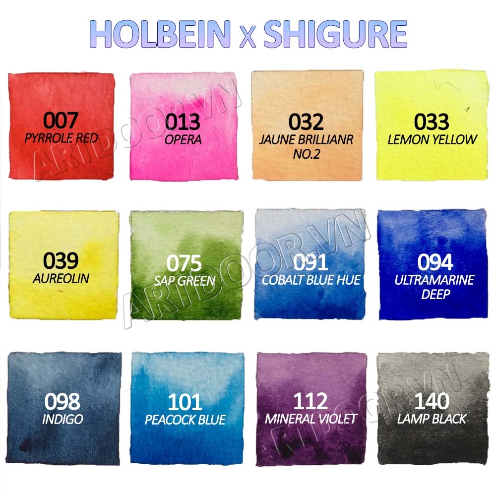 Bộ màu Nước Tuýp HOLBEIN Shigure bản giới hạn 5ml (hộp giấy) - 12 Màu - [xả kho]