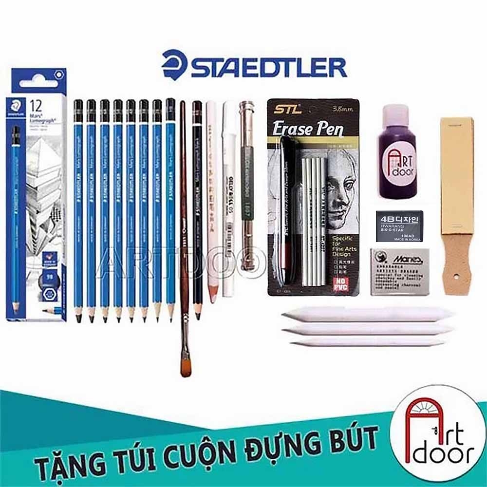 Bộ dụng cụ vẽ chì KOH/ FABER/ STAEDTLER/ GIORGIONE truyền thần chuyên nghiệp