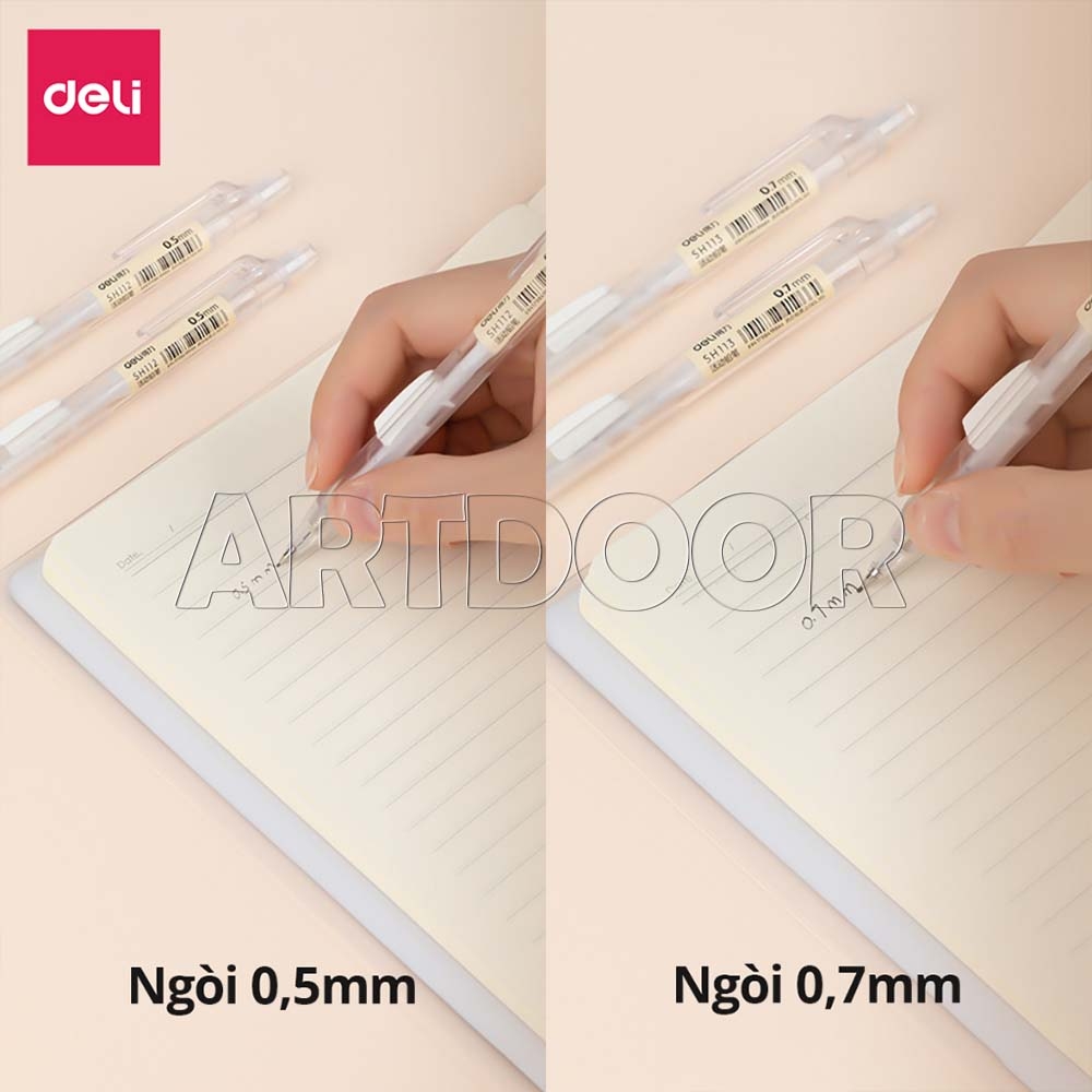 Bút chì kim bấm DELI Thân Trắng (đầu 05/ 07) có đệm cầm êm tay