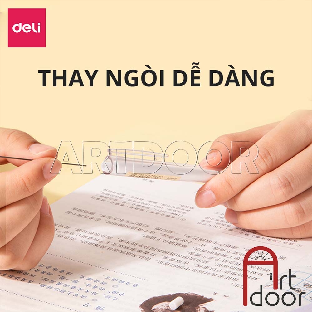 Bút chì kim bấm DELI Thân Trắng (đầu 05/ 07) có đệm cầm êm tay