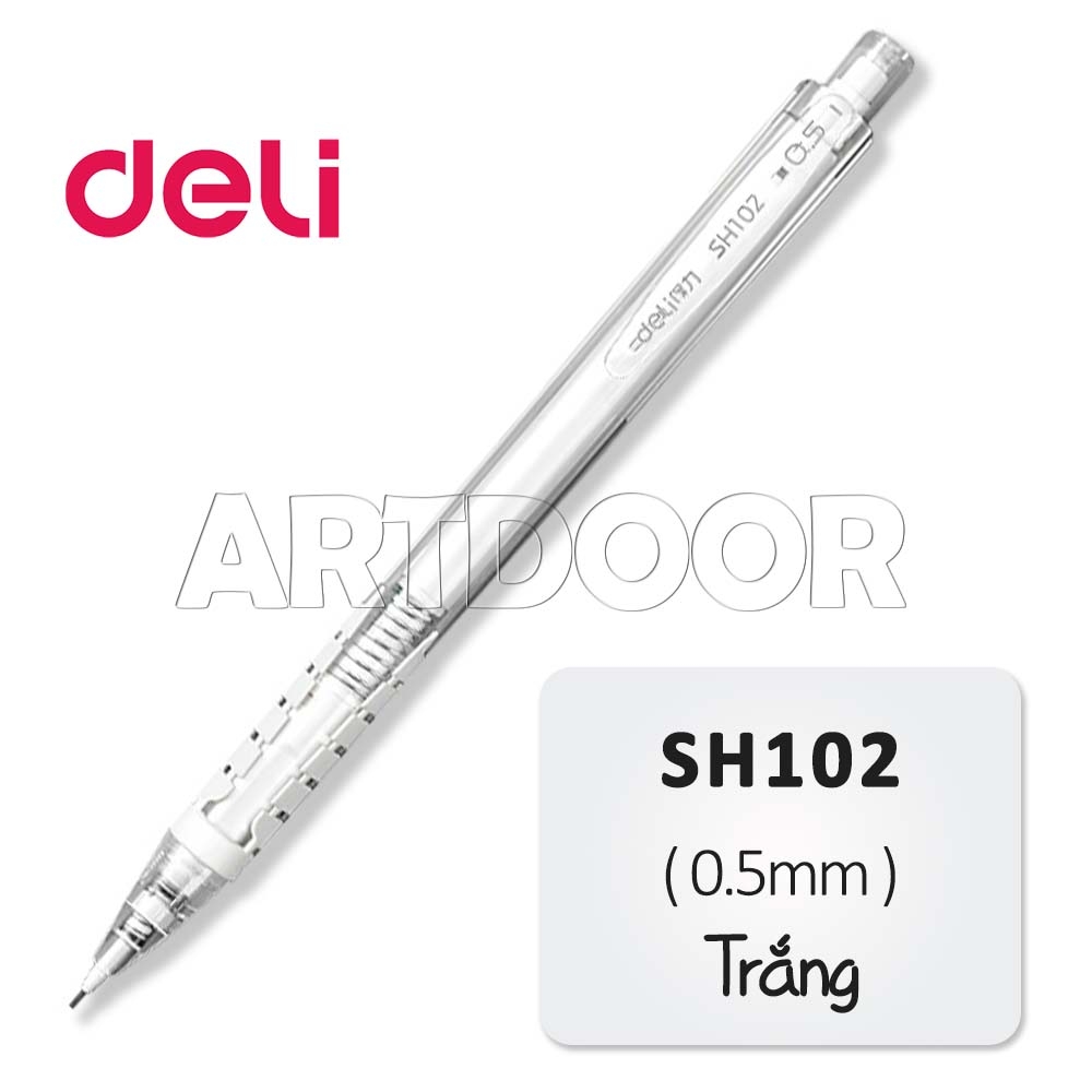 Bút chì kim bấm DELI Thân Trắng (đầu 05/ 07) có đệm cầm êm tay