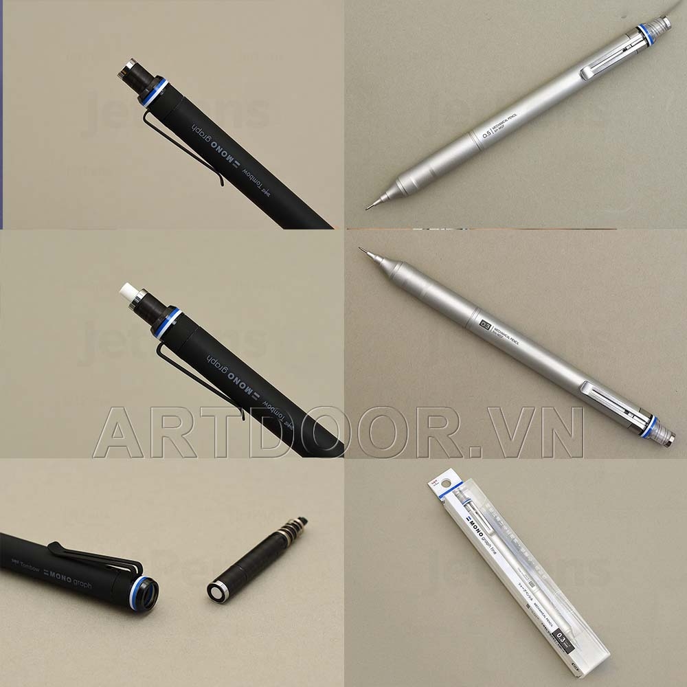 Bút chì kim bấm TOMBOW Fine Limited thân Thép (đầu 03/05mm) dòng Mono Graph bấm ra ngòi