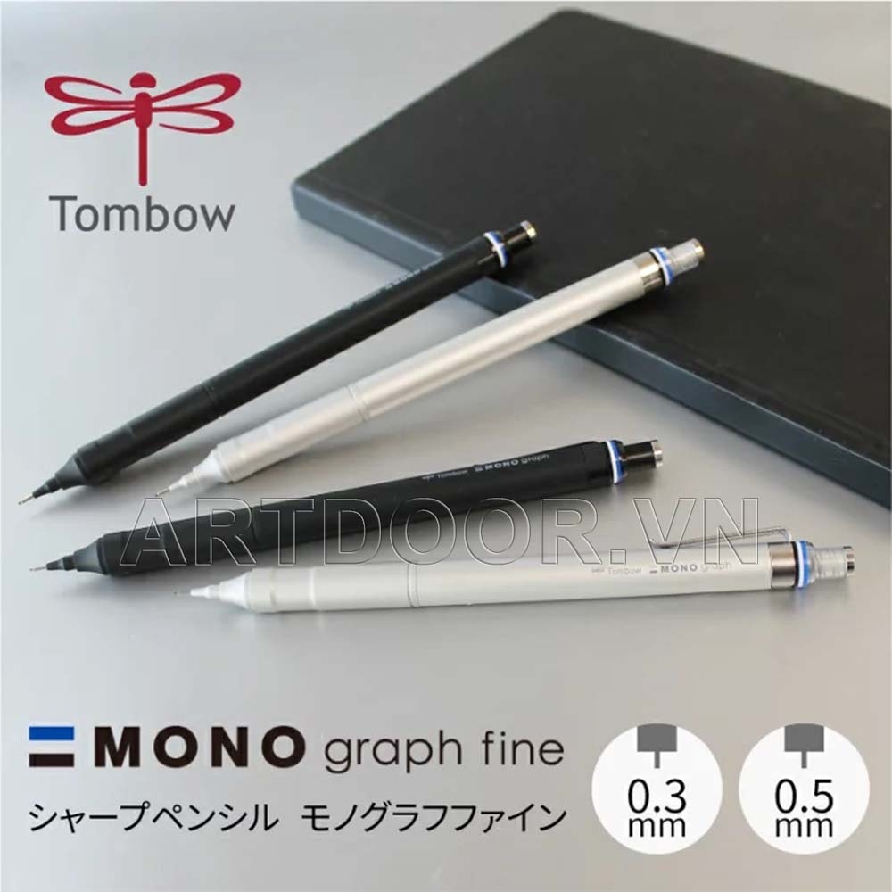 Bút chì kim bấm TOMBOW Fine Limited thân Thép (đầu 03/05mm) dòng Mono Graph bấm ra ngòi
