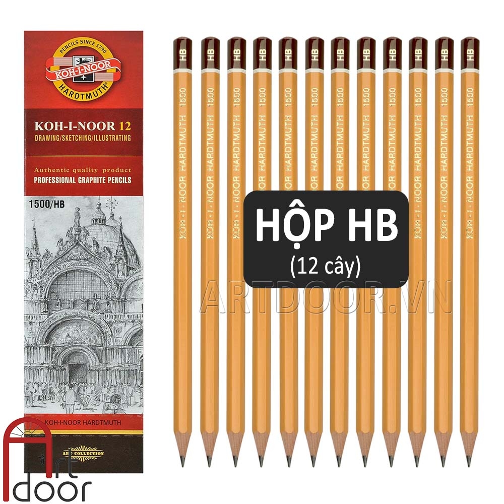 Hộp 12 cây bút chì phác thảo KOH I NOOR vẽ người, đầu tượng, tĩnh vật, luyện thi hình họa