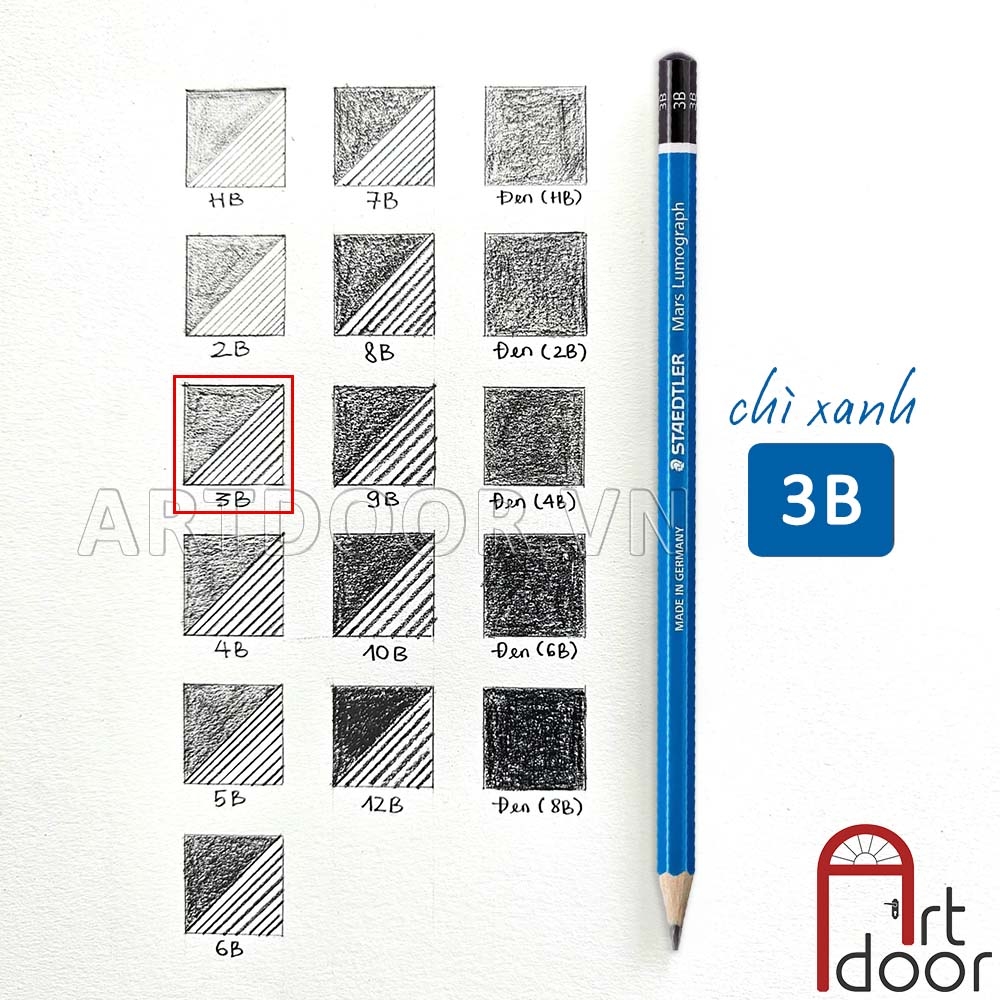 Bút chì phác thảo STAEDTLER vẽ người, đầu tượng, tĩnh vật, luyện thi hình họa
