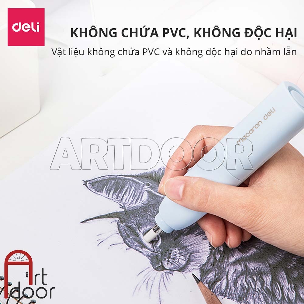 Bút gôm tẩy Điện DELI hai đầu kèm lõi thay