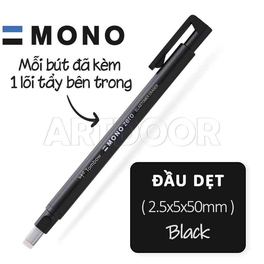 Bút gôm tẩy chì TOMBOW Mono Zero (Tròn/ Dẹt) cao cấp tẩy sạch chi tiết siêu nhỏ