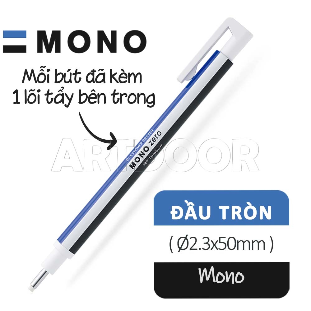 Bút gôm tẩy chì TOMBOW Mono Zero (Tròn/ Dẹt) cao cấp tẩy sạch chi tiết siêu nhỏ