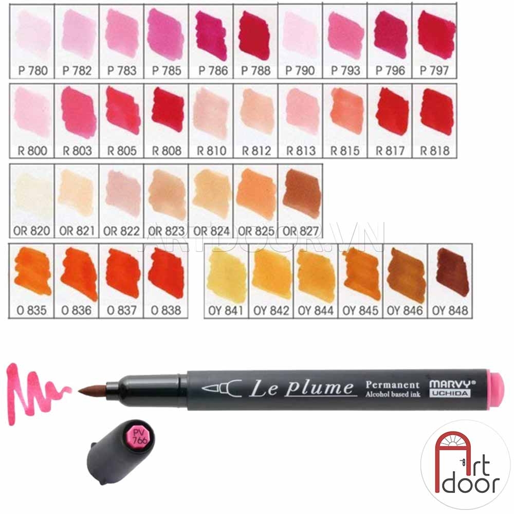 Bút Marker MARVY đầu brush mềm cây lẻ (số 800~922) - [xả kho]