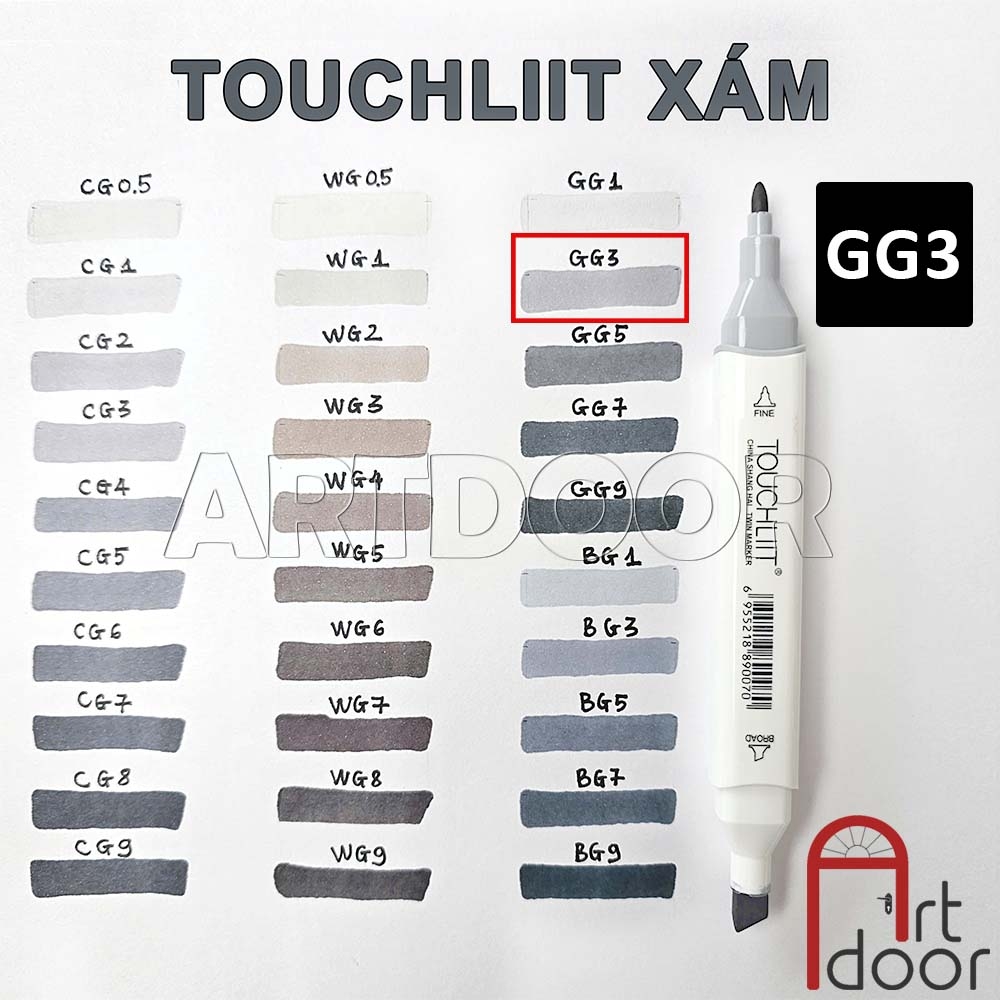 Bút marker TOUCHLIIT 6 (tông Xám) diễn họa kiến trúc, đô thị, đồ án nội thất