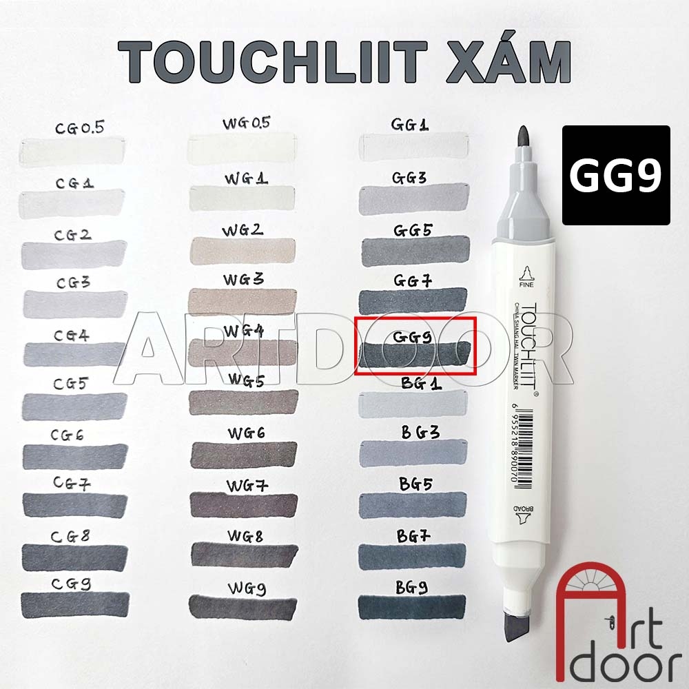 Bút marker TOUCHLIIT 6 (tông Xám) diễn họa kiến trúc, đô thị, đồ án nội thất
