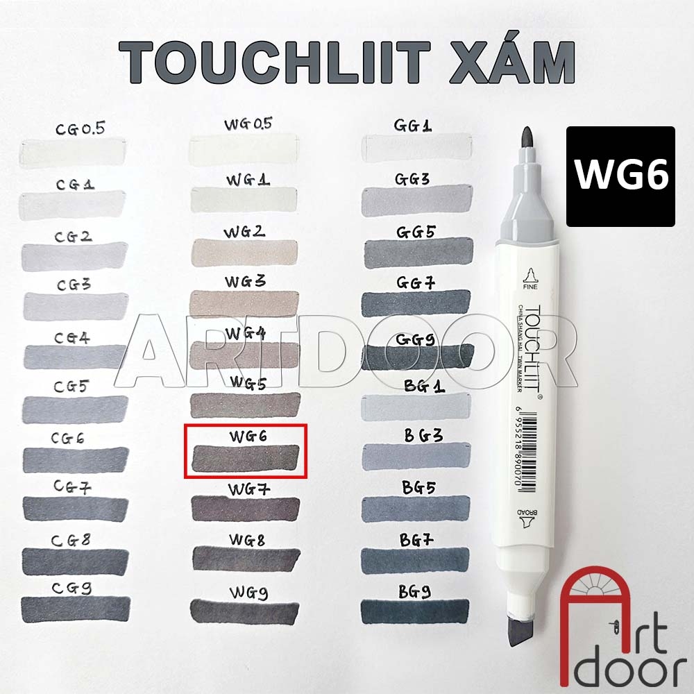 Bút marker TOUCHLIIT 6 (tông Xám) diễn họa kiến trúc, đô thị, đồ án nội thất