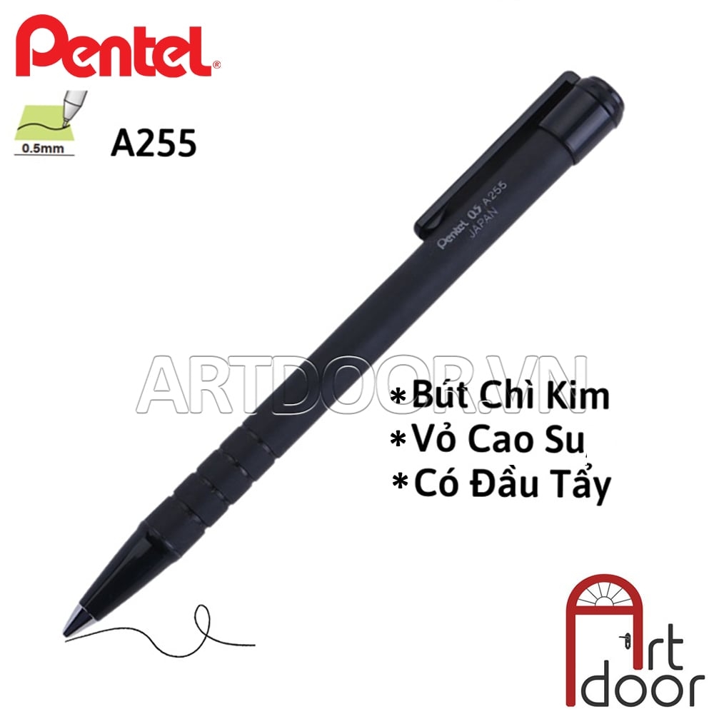 Bút chì bấm PENTEL Thân Đen chính hãng A255 (đầu 05)