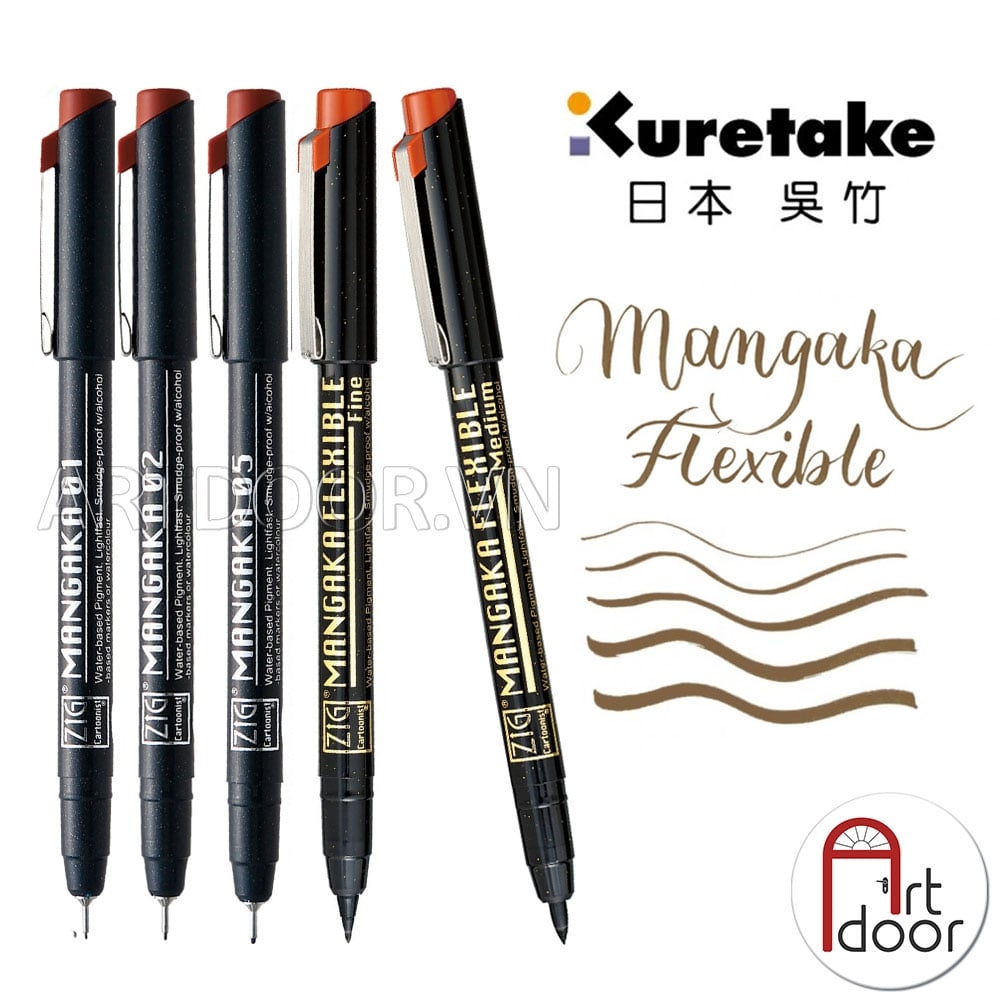Bút line kháng nước Nâu KURETAKE Zig (cây lẻ) - [xả kho]