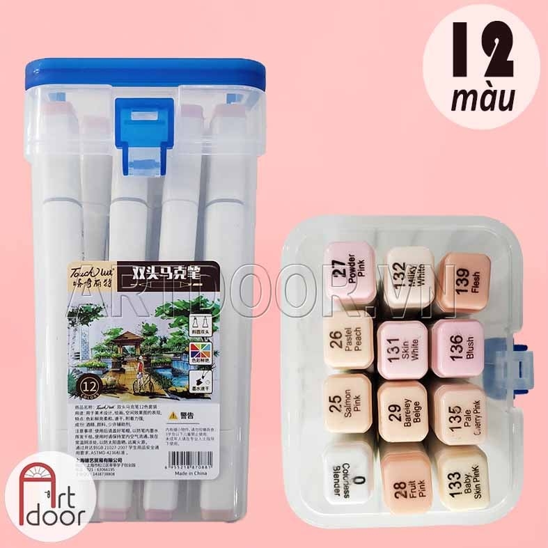 Bộ bút Marker TOUCHLIIT 6 Màu Da (hộp nhựa) vẽ da người, truyện tranh, manga, minh họa