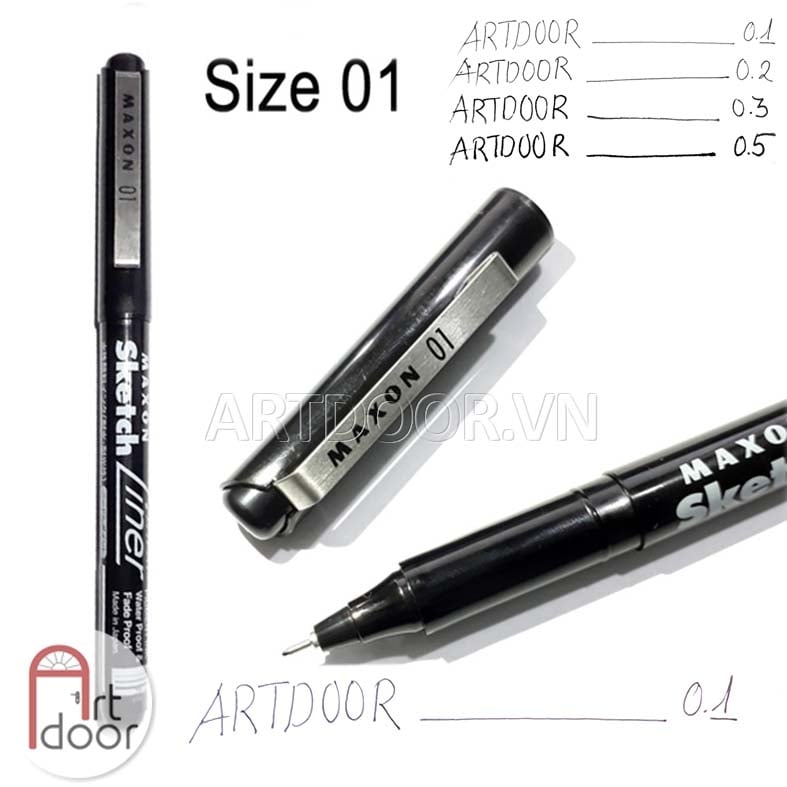 Bút line kháng nước Đen MAXON Sketch (cây lẻ) - 0.1 - [xả kho]