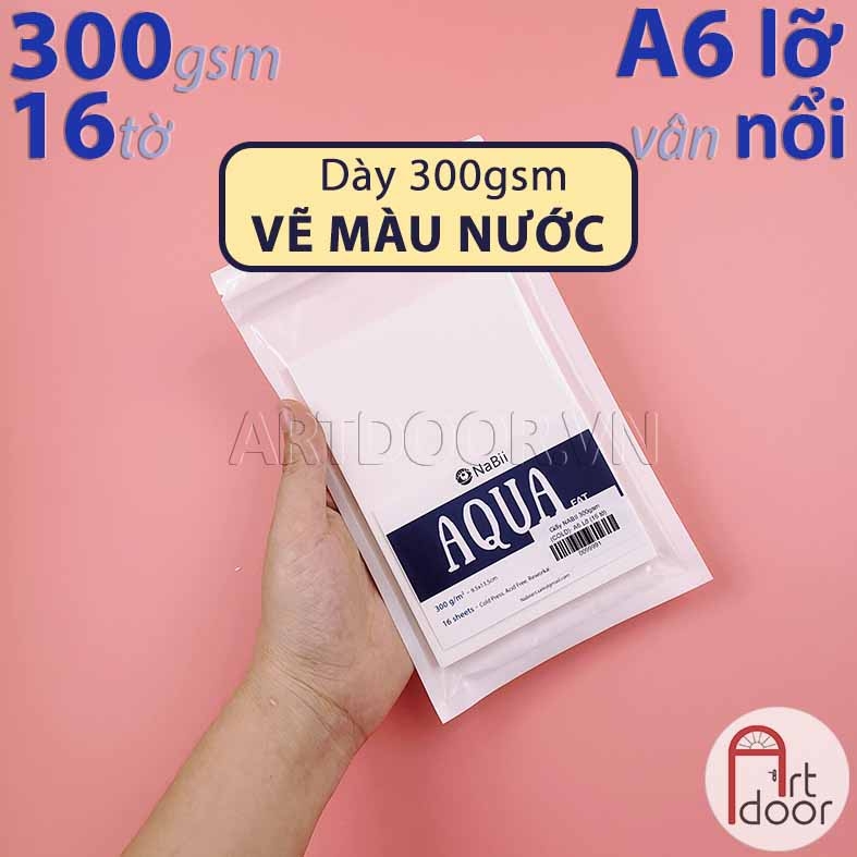 Giấy vẽ hoặc Sổ màu nước NABII Aqua Fat 55% Cotton dày 300gsm (vân nổi Cold)