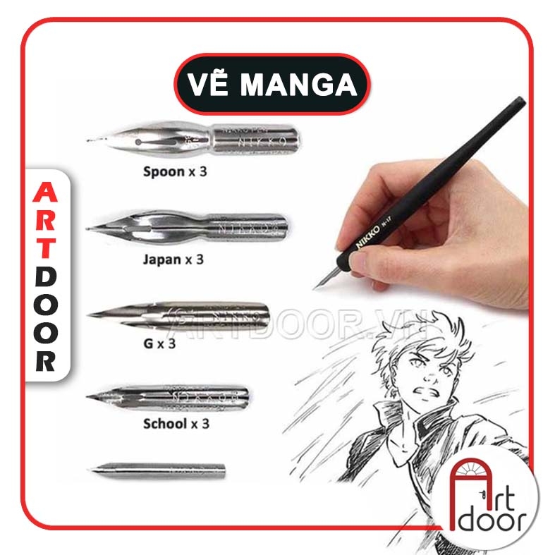 Bút sắt vẽ manga HOLBEIN Nikko cao cấp Nhật Bản, mực vẽ, giấy vẽ truyện tranh (món lẻ)