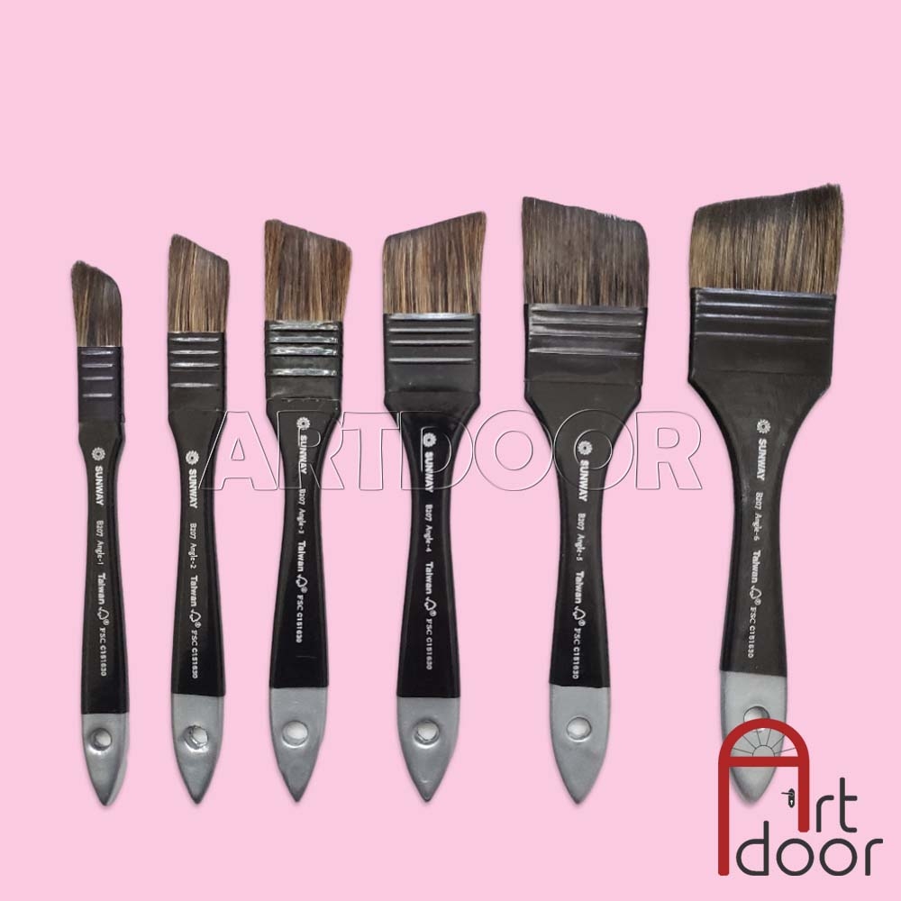 Cọ vẽ quét Mảng SUNWAY lông Sóc Mix thân đen