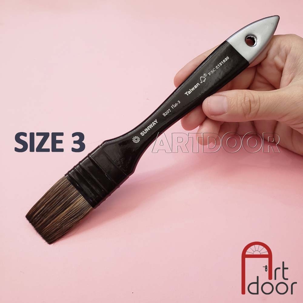 Cọ vẽ Bản Lớn đầu Vuông SUNWAY lông Sóc (207PXF) lông Sóc, thân đen