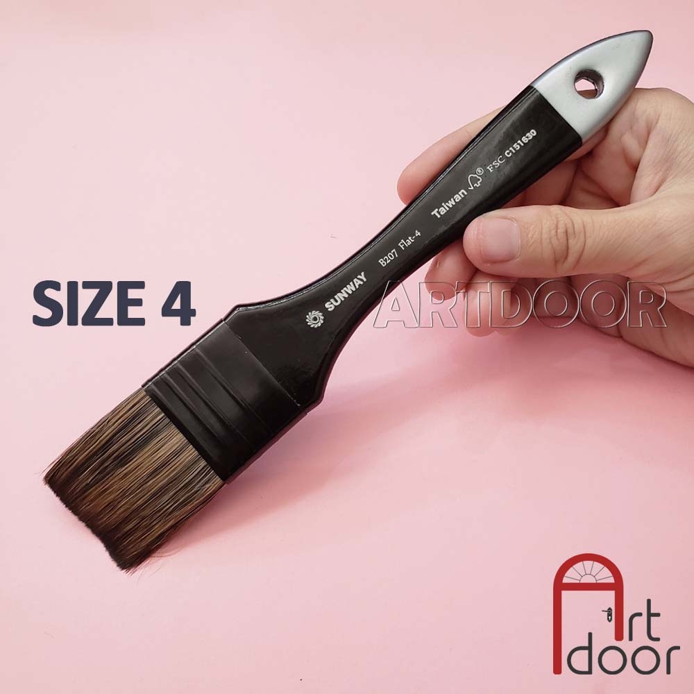 Cọ vẽ Bản Lớn đầu Vuông SUNWAY lông Sóc (207PXF) lông Sóc, thân đen