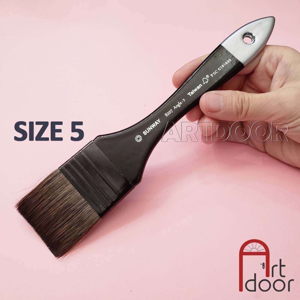 Cọ vẽ Bản Lớn đầu Vuông SUNWAY lông Sóc (207PXF) lông Sóc, thân đen