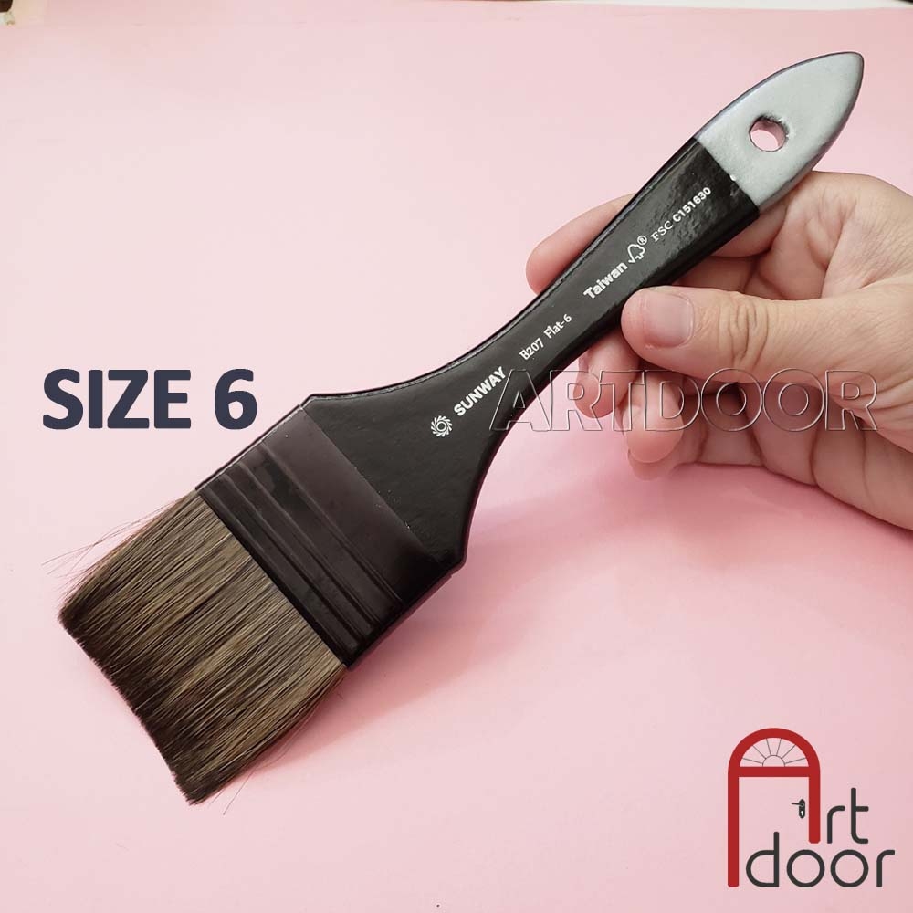 Cọ vẽ quét Mảng SUNWAY lông Sóc Mix thân đen