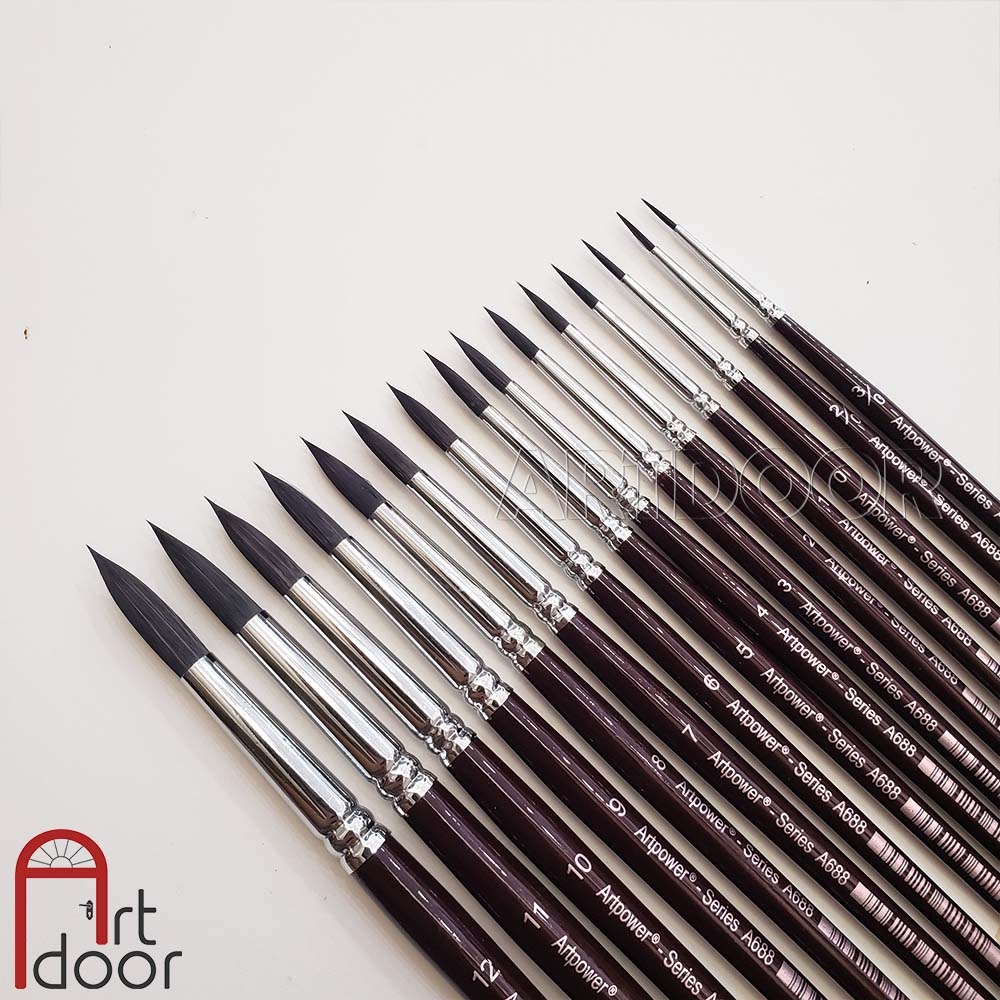 Cọ vẽ đầu Tròn màu nước ARTPOWER lông Sói (A688)