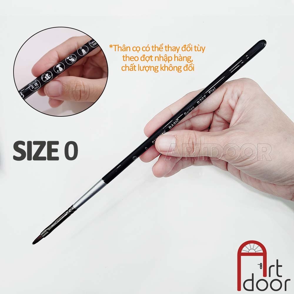 Cọ vẽ đầu Vuông SUNWAY Basic lông Sóc Mix thân Đen (207F)